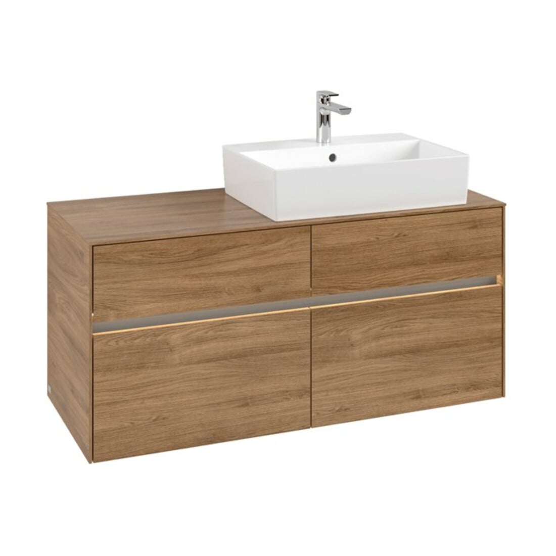V&B Meuble sous lavabo Collaro 120x54,8x50 cm, vasque droite, LED 8,8 W, Kan Oa