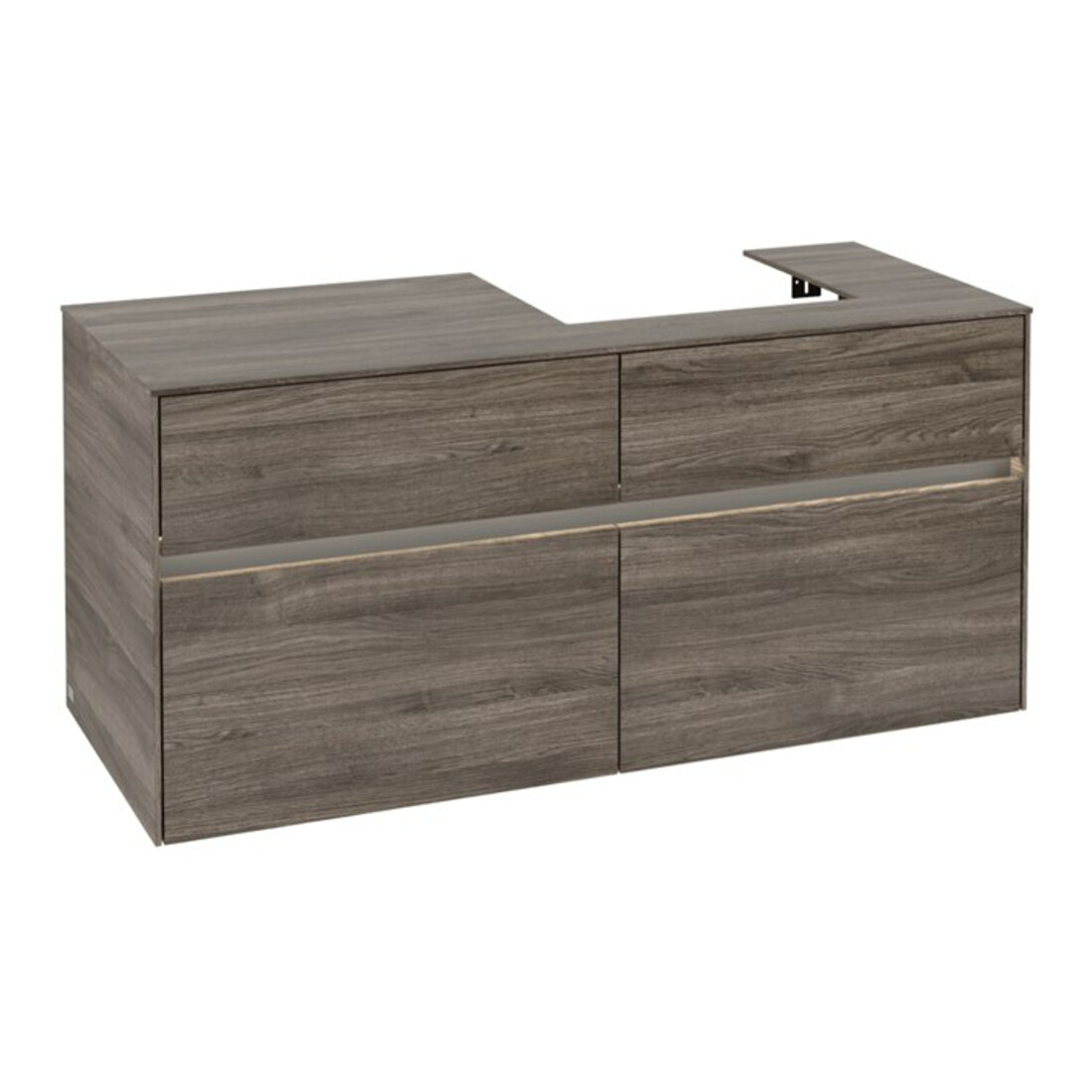 V&B Meuble sous lavabo Collaro 120x54,8x50 cm, vasque droite, LED 8,8 W, st. Oa
