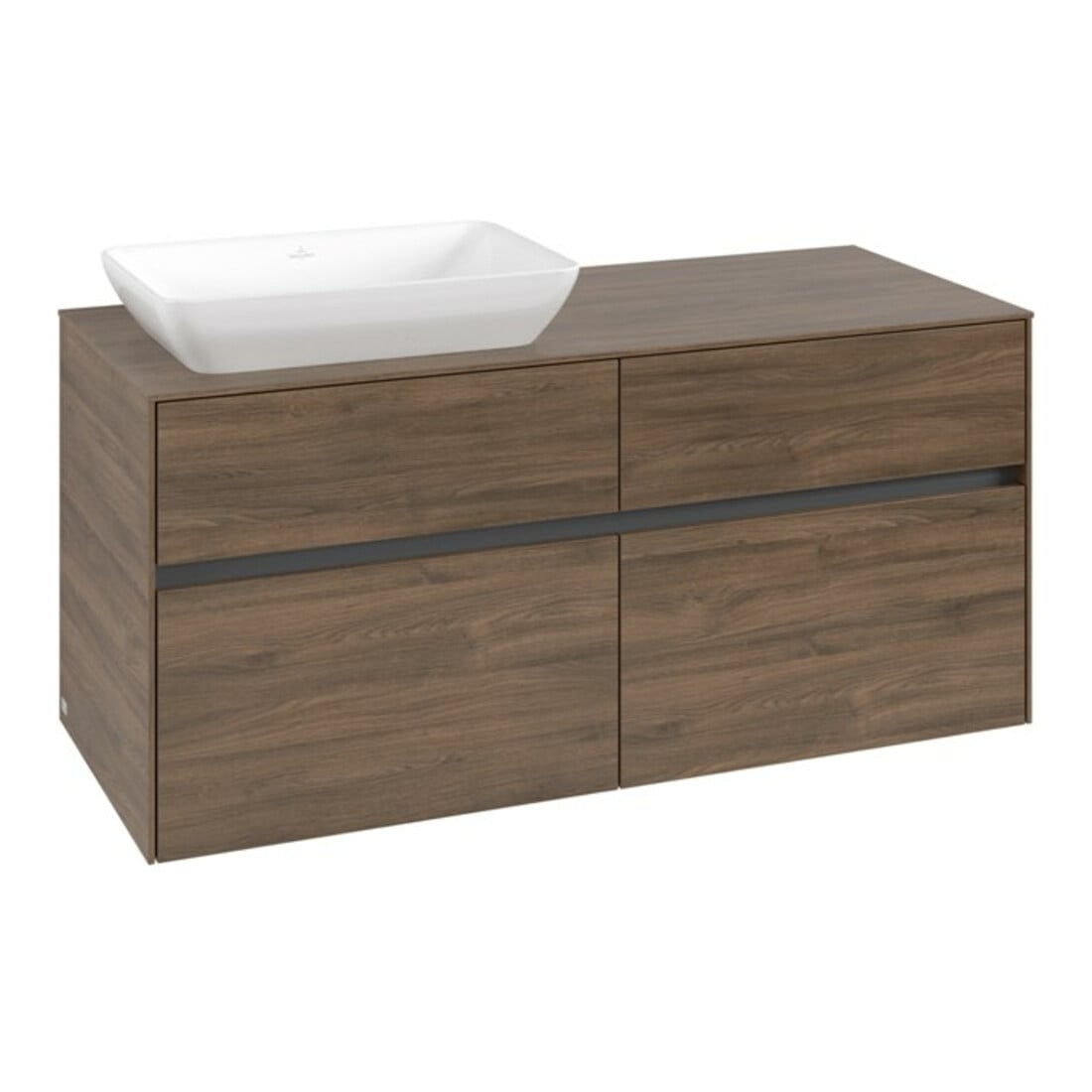 V&B Meuble sous lavabo Collaro 120x54,8x50 cm, vasque gauche, chêne Arizona