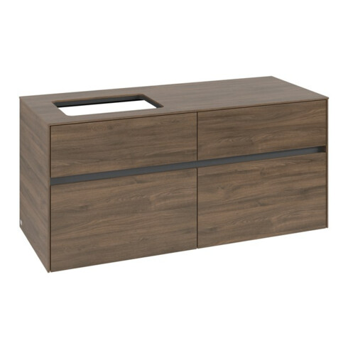 V&B Meuble sous lavabo Collaro 120x54,8x50 cm, vasque gauche, chêne Arizona