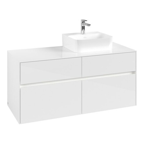 V&B Meuble sous lavabo Collaro 120x54,8x50 cm, WT d, LED 8,8 W, blanc brillant