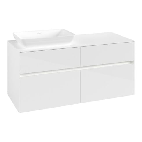 V&B Meuble sous lavabo Collaro 120x54,8x50 cm, WT l, LED 8,8 W, blanc brillant