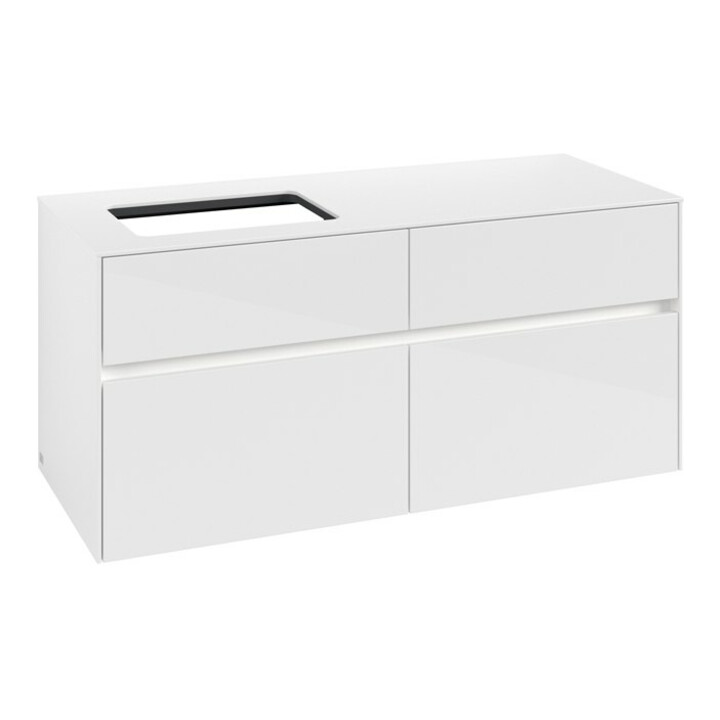 V&B Meuble sous lavabo Collaro 120x54,8x50 cm, WT l, LED 8,8 W, blanc brillant