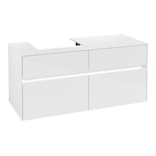 V&B Meuble sous lavabo Collaro 120x54,8x50 cm, WT l, LED 8,8 W, blanc brillant