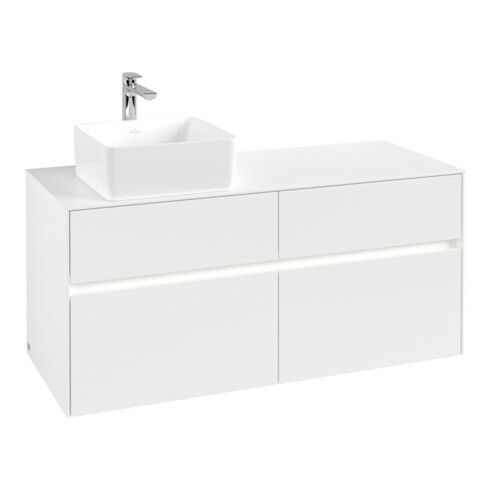 V&B Meuble sous lavabo Collaro 120x54,8x50 cm, WT l, LED 8,8 W, blanc mat