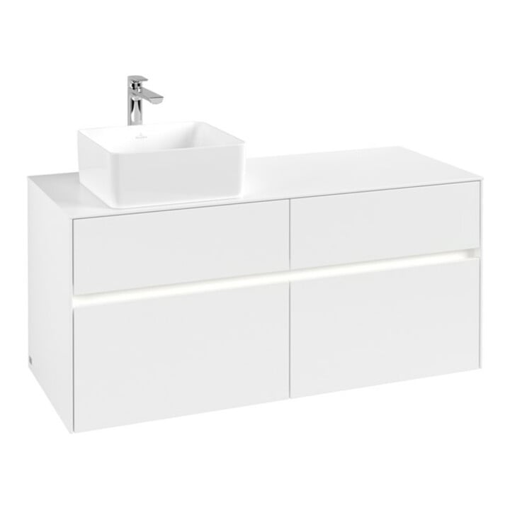 V&B Meuble sous lavabo Collaro 120x54,8x50 cm, WT l, LED 8,8 W, blanc mat