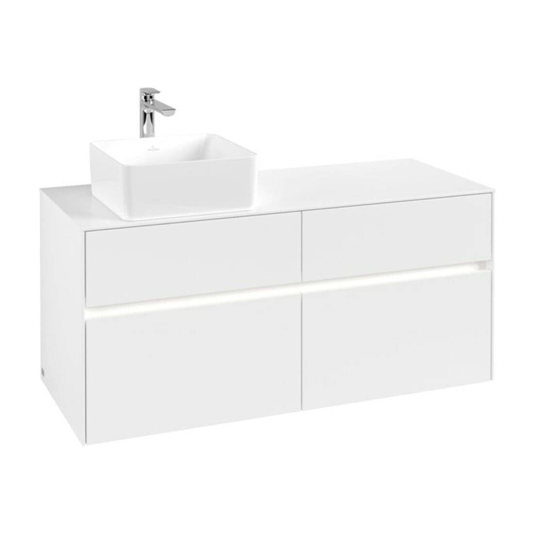 V&B Meuble sous lavabo Collaro 120x54,8x50 cm, WT l, LED 8,8 W, blanc mat