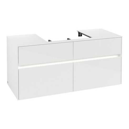 V&B Meuble sous lavabo Collaro 120x54,8x50 cm, WT mi, LED 8,8 W, blanc brillant