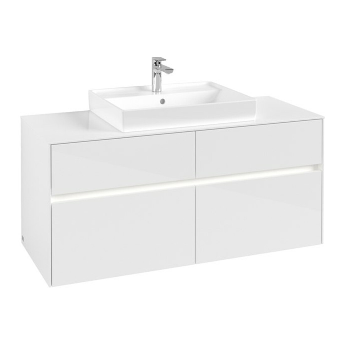 V&B Meuble sous lavabo Collaro 120x54,8x50 cm, WT mi, LED 8,8 W, blanc brillant