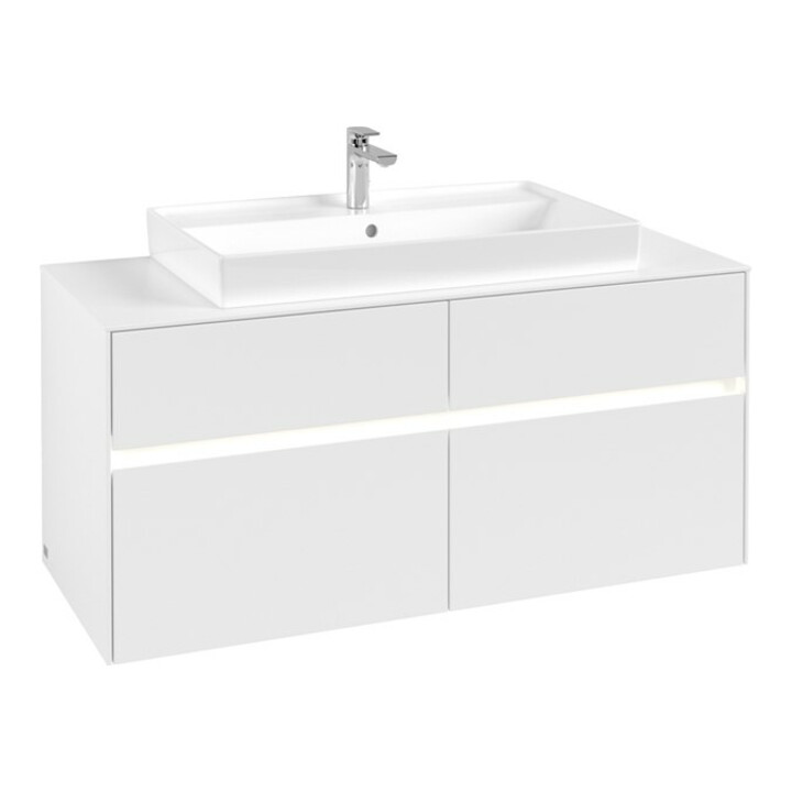 V&B Meuble sous lavabo Collaro 120x54,8x50 cm, WT mi, LED 8,8 W, blanc mat