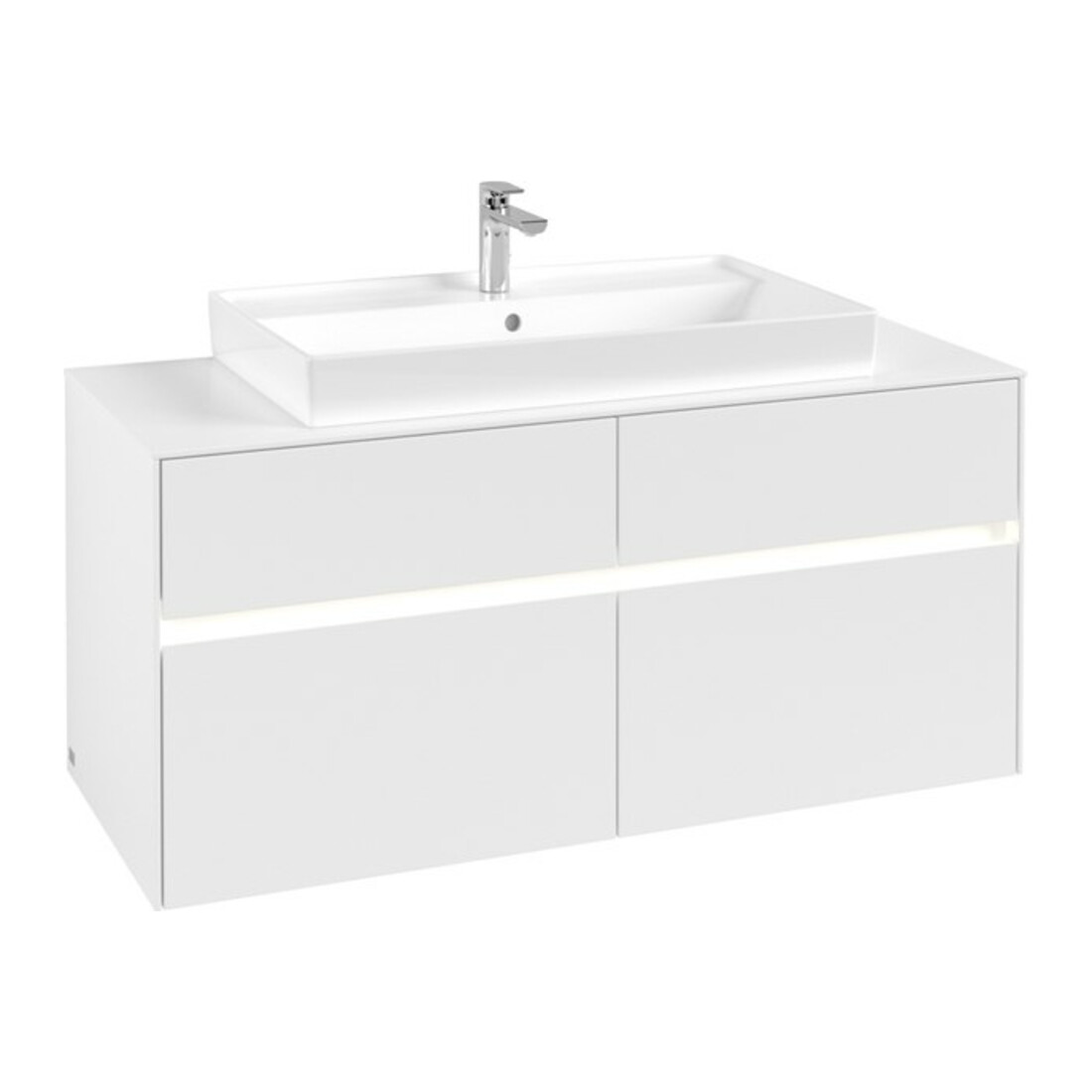 V&B Meuble sous lavabo Collaro 120x54,8x50 cm, WT mi, LED 8,8 W, blanc mat
