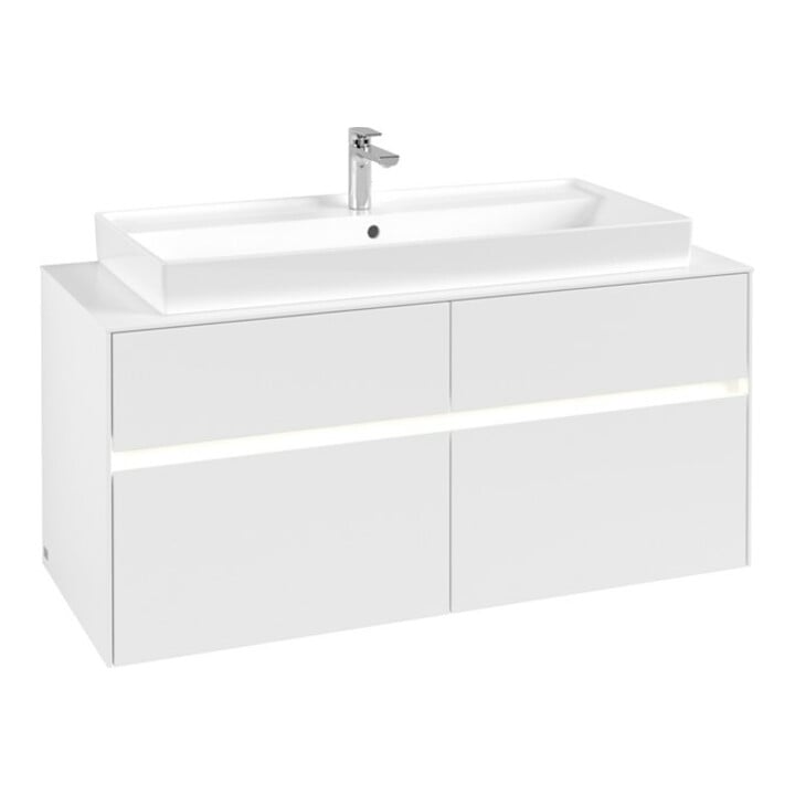 V&B Meuble sous lavabo Collaro 120x54,8x50 cm, WT mi, LED 8,8 W, blanc mat