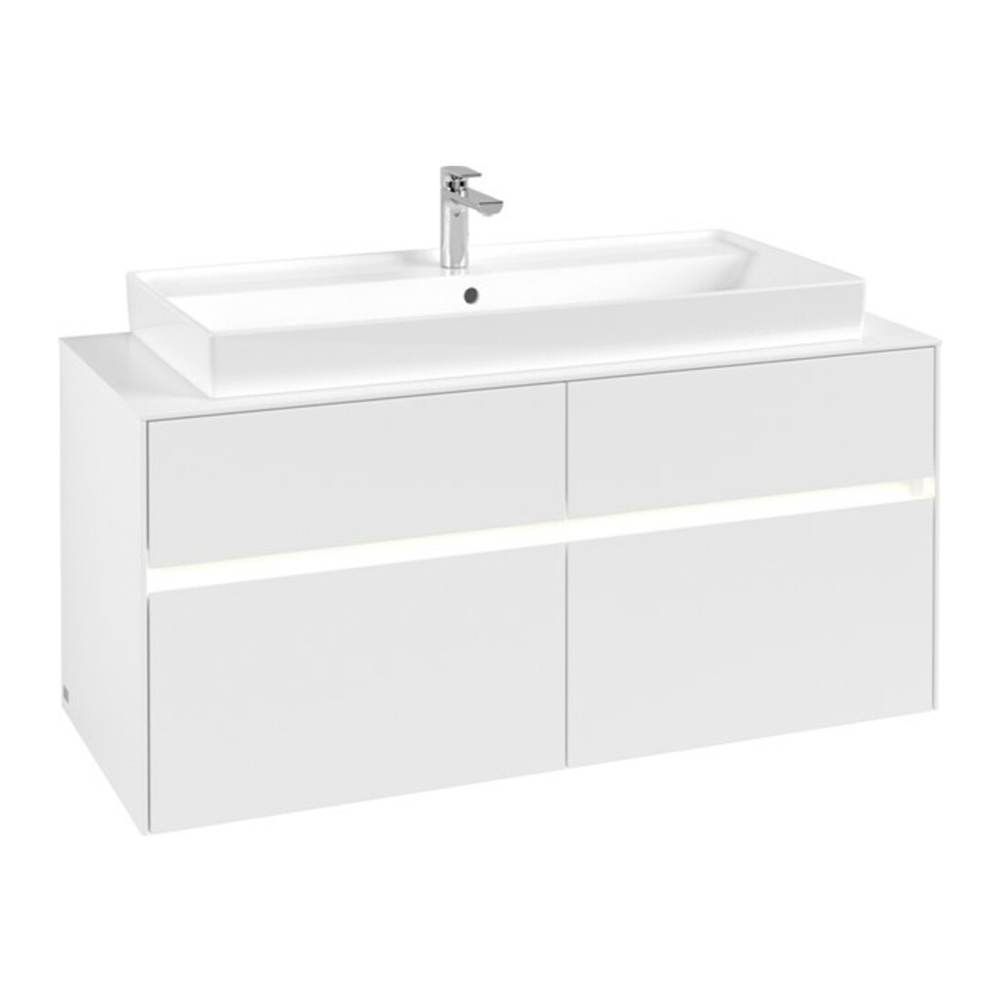 V&B Meuble sous lavabo Collaro 120x54,8x50 cm, WT mi, LED 8,8 W, blanc mat