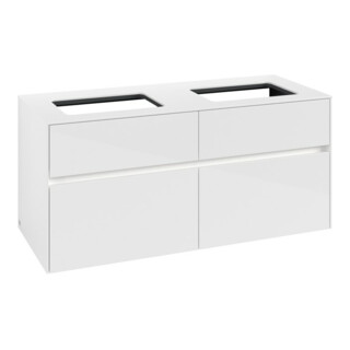 V&B Meuble sous-lavabo Collaro 120x54,8x50cm, 2 tiroirs, LED 8,8W, blanc brillant