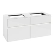 V&B Meuble sous-lavabo Collaro 120x54,8x50cm, 2 tiroirs, LED 8,8W, blanc brillant