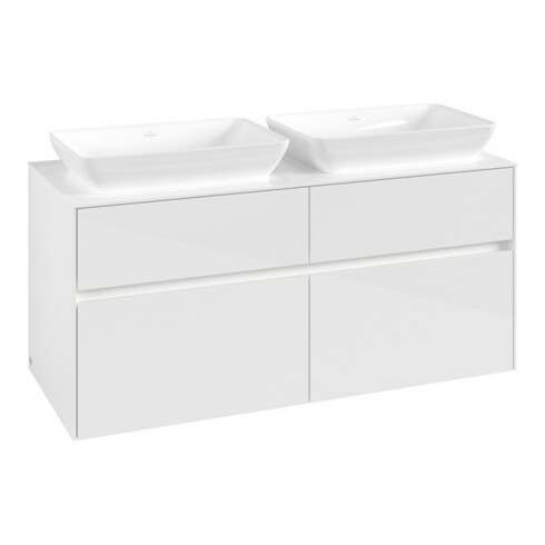 V&B Meuble sous-lavabo Collaro 120x54,8x50cm, 2 tiroirs, LED 8,8W, blanc brillant
