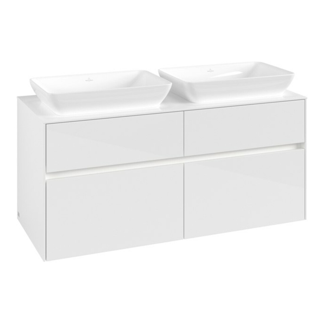 V&B Meuble sous-lavabo Collaro 120x54,8x50cm, 2 tiroirs, LED 8,8W, blanc brillant