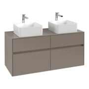 V&B Meuble sous-lavabo Collaro 120x54,8x50cm, 2 tiroirs, LED 8,8W, bleu mat