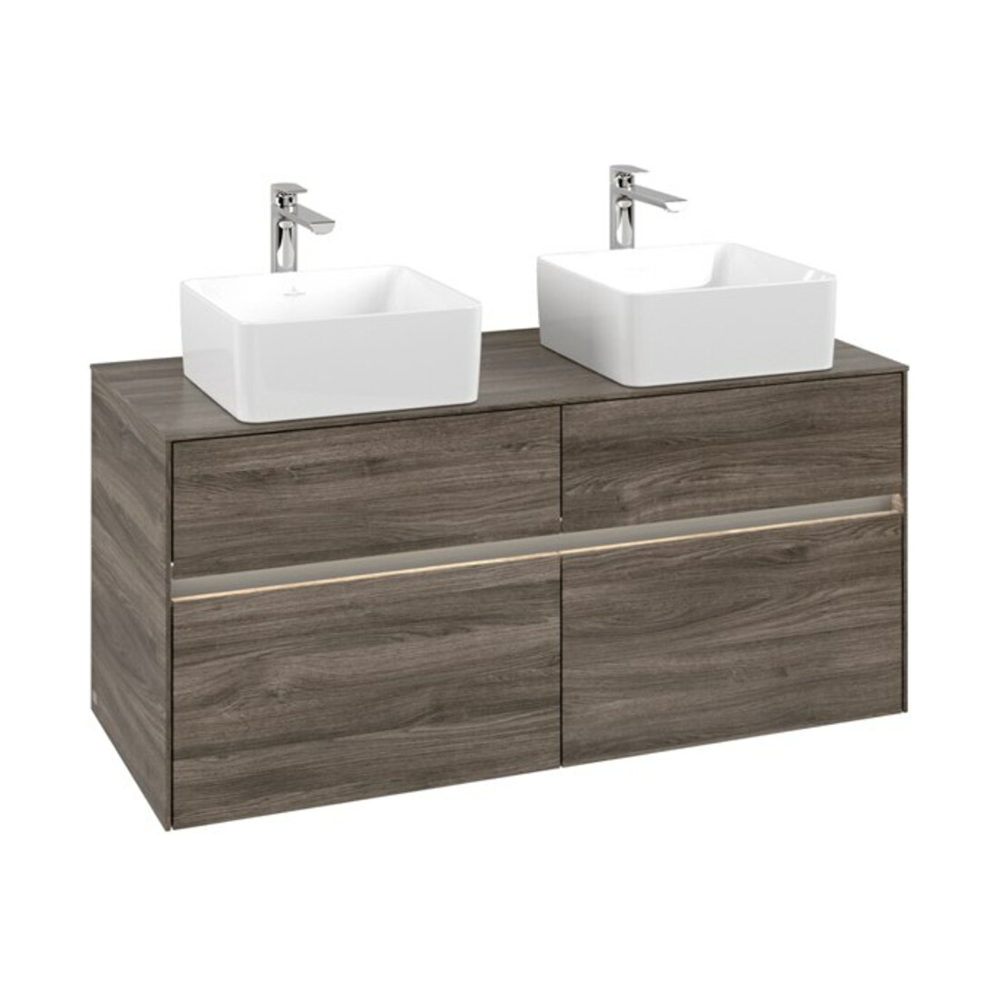 V&B Meuble sous-lavabo Collaro 120x54,8x50cm, 2 tiroirs, LED 8,8W, st. Oa