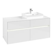 V&B Meuble sous lavabo Collaro 120x54,8x50cm, EV droite, LED 8,8 W, blanc brillant