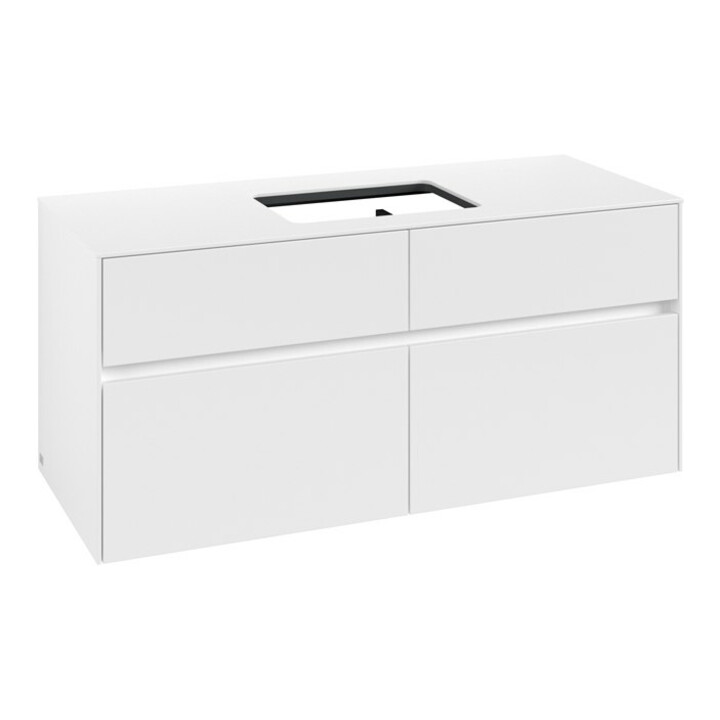 V&B Meuble sous lavabo Collaro 120x54,8x50cm, évier central, blanc mat