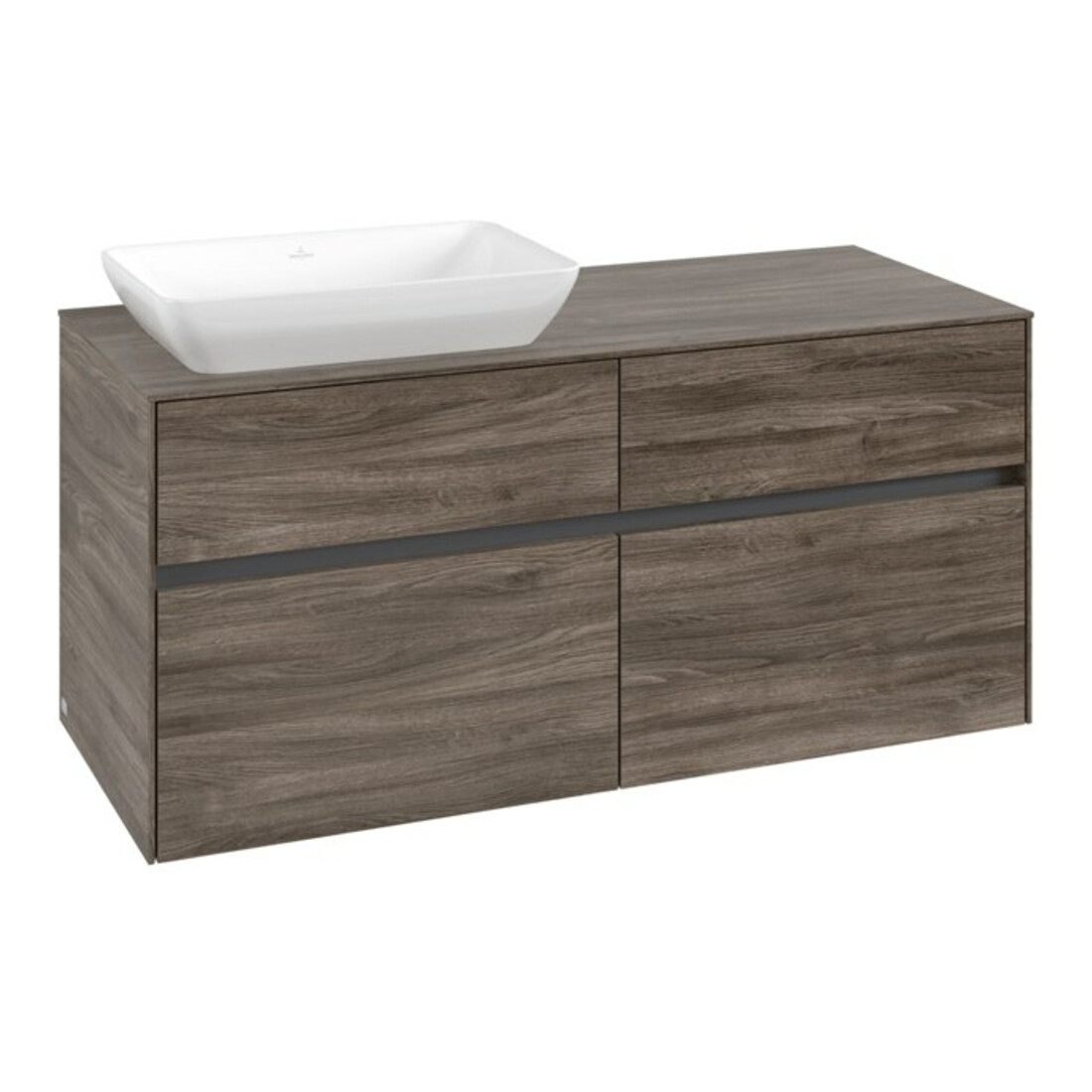 V&B Meuble sous lavabo Collaro 120x54,8x50cm, lavabo à gauche, chêne pierre