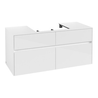 V&B Meuble sous lavabo Collaro 120x54,8x50cm, lavabo central, blanc brillant