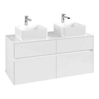 V&B Meuble sous-lavabo Collaro 120x54,8x50cm, pour 2 lavabos, Blanc brillant