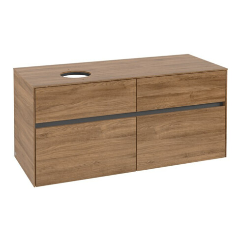 V&B Meuble sous lavabo Collaro 120x54,8x50cm, vasque à gauche, chêne Kansas