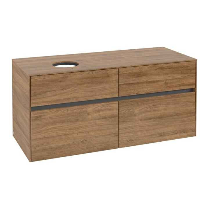 V&B Meuble sous lavabo Collaro 120x54,8x50cm, vasque à gauche, chêne Kansas