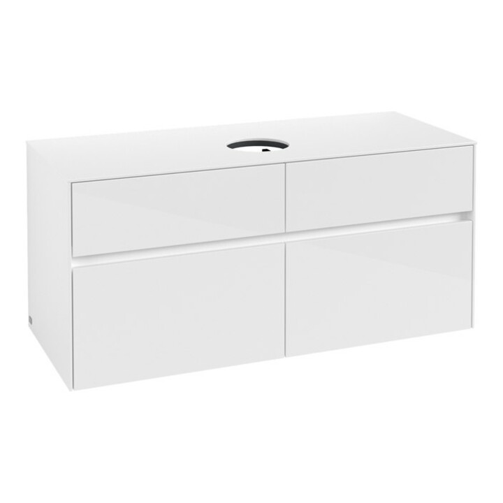 V&B Meuble sous-lavabo Collaro 120x54,8x50cm, vasque centrale, blanc brillant