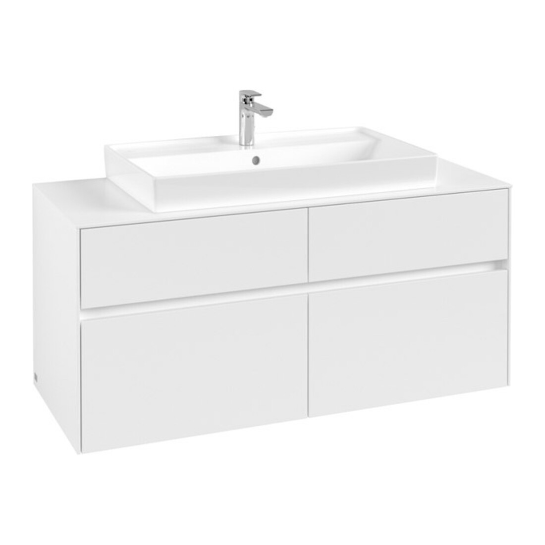 V&B Meuble sous lavabo Collaro 120x54,8x50cm, vasque centrale, blanc mat
