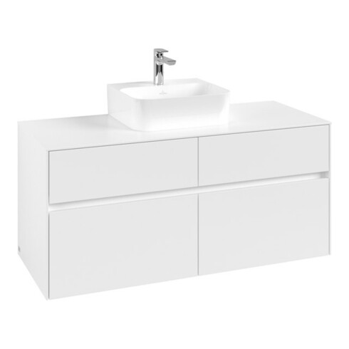 V&B Meuble sous lavabo Collaro 120x54,8x50cm, vasque centrale, blanc mat