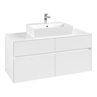 V&B Meuble sous lavabo Collaro 120x54,8x50cm, vasque centrale, blanc mat