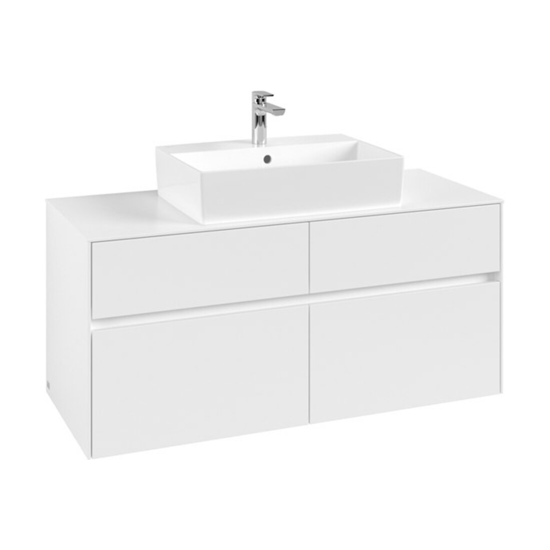 V&B Meuble sous lavabo Collaro 120x54,8x50cm, vasque centrale, blanc mat