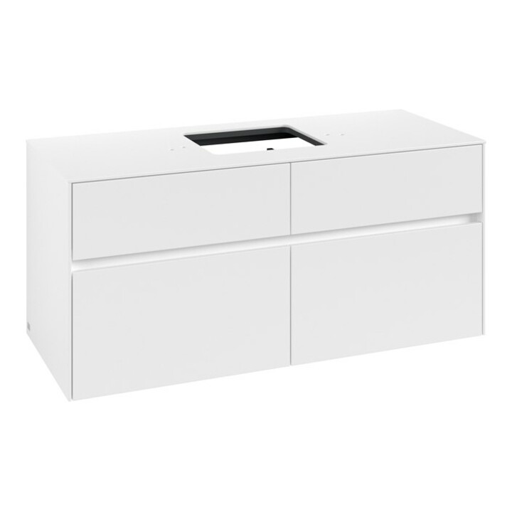 V&B Meuble sous lavabo Collaro 120x54,8x50cm, vasque centrale, blanc mat