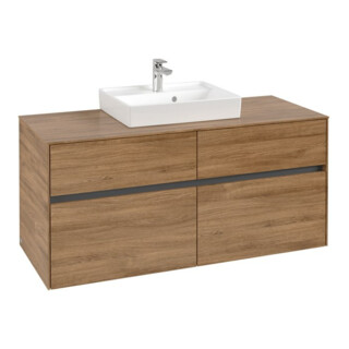 V&B Meuble sous lavabo Collaro 120x54,8x50cm, vasque centrale, chêne Kansas