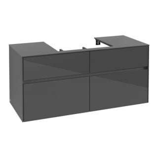 V&B Meuble sous lavabo Collaro 120x54,8x50cm, vasque centrale, gris brillant