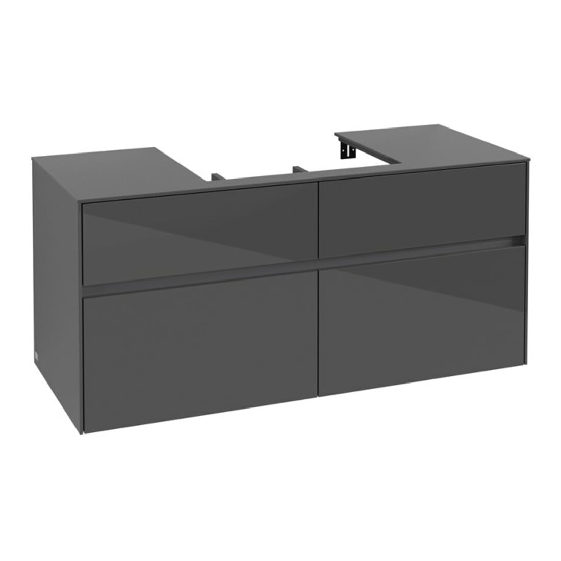 V&B Meuble sous lavabo Collaro 120x54,8x50cm, vasque centrale, gris brillant