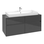V&B Meuble sous lavabo Collaro 120x54,8x50cm, vasque centrale, gris brillant