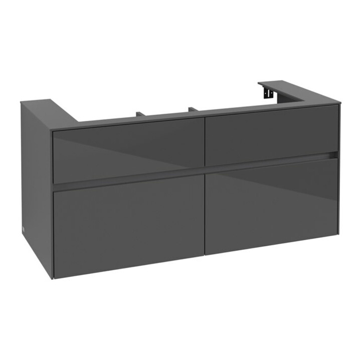 V&B Meuble sous lavabo Collaro 120x54,8x50cm, vasque centrale, gris brillant