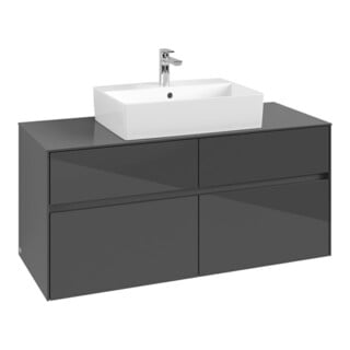V&B Meuble sous lavabo Collaro 120x54,8x50cm, vasque centrale, gris brillant