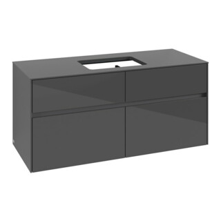 V&B Meuble sous lavabo Collaro 120x54,8x50cm, vasque centrale, gris brillant