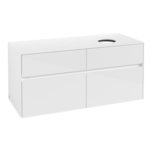 V&B Meuble sous lavabo Collaro 120x54,8x50cm, vasque droite, Blanc brillant