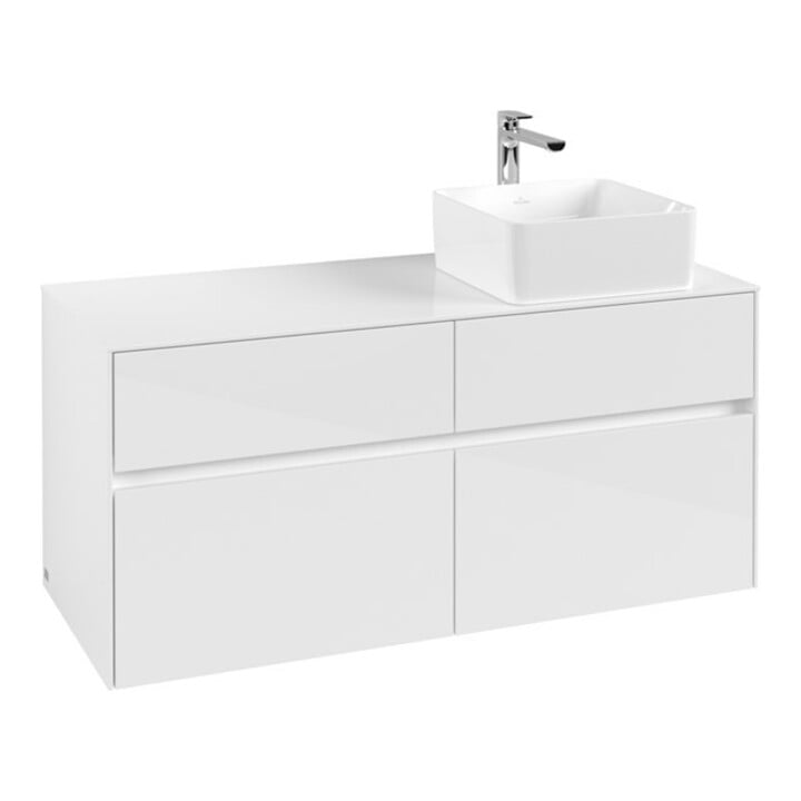 V&B Meuble sous lavabo Collaro 120x54,8x50cm, vasque droite, Blanc brillant