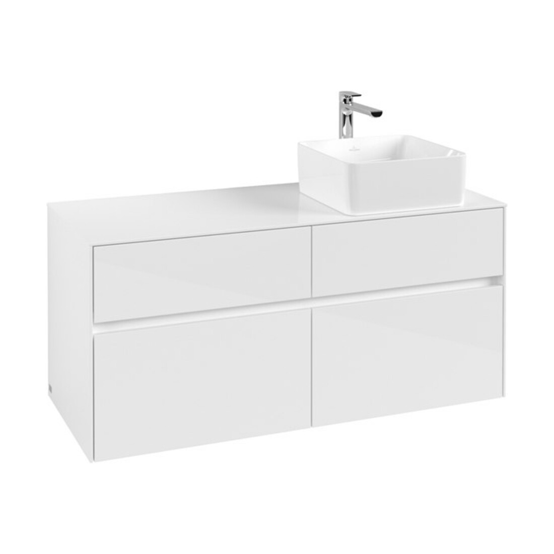 V&B Meuble sous lavabo Collaro 120x54,8x50cm, vasque droite, Blanc brillant