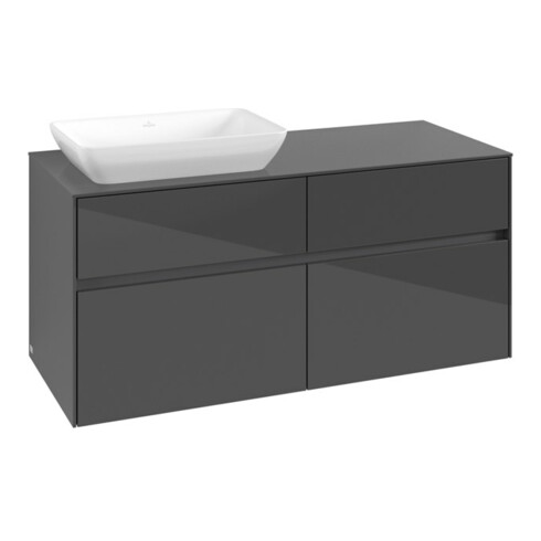 V&B Meuble sous lavabo Collaro 120x54,8x50cm, vasque gauche, gris brillant