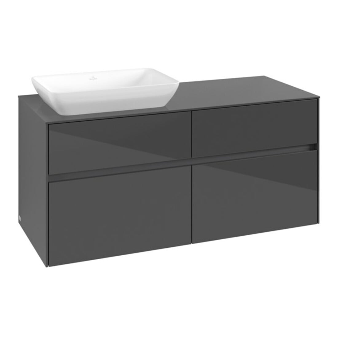 V&B Meuble sous lavabo Collaro 120x54,8x50cm, vasque gauche, gris brillant