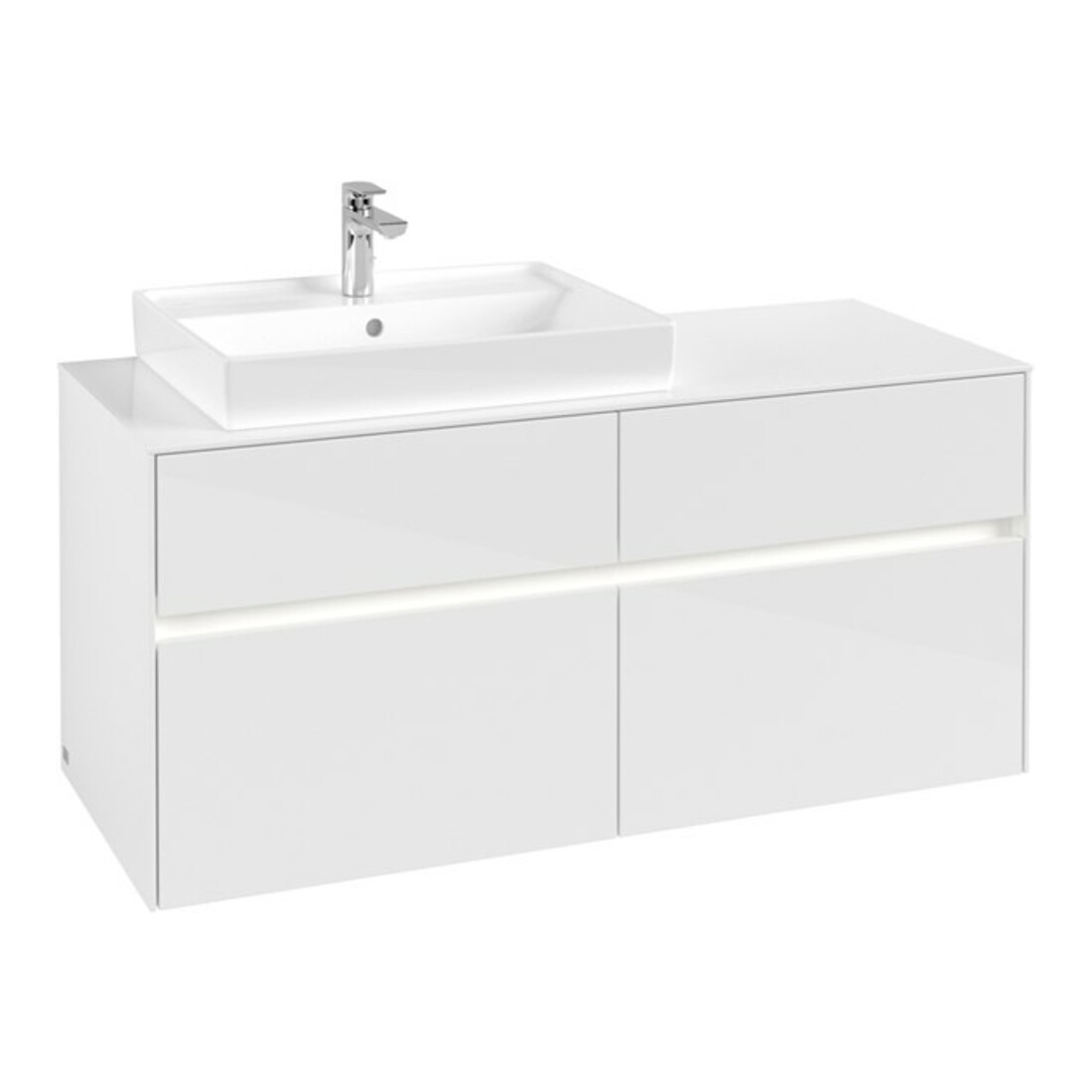 V&B Meuble sous lavabo Collaro 120x54,8x50cm, WT l, LED 8,8 W, blanc glo