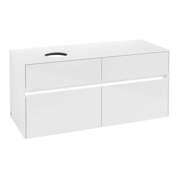 V&B Meuble sous-lavabo Collaro 120x54,8x50cm, WT l, LED 8,8 W, blanc glo